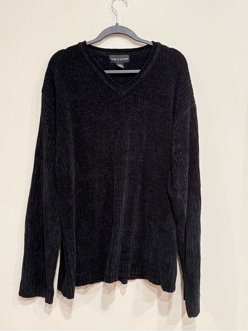 Croft & Barrow Black Ribbed V-Neck Sweater Size XLT